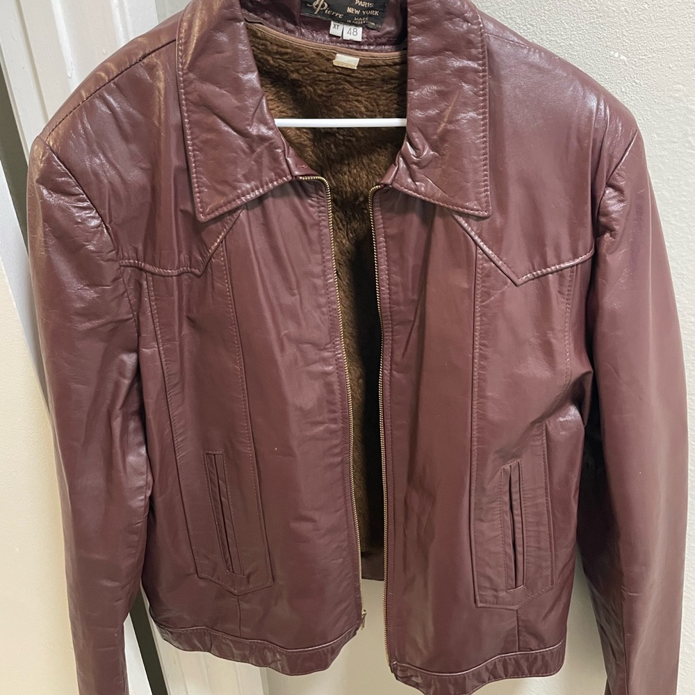 Vintage Jean Pierre Men’s Sz 44 Long Brown Genuine Leather Jacket W/ Liner